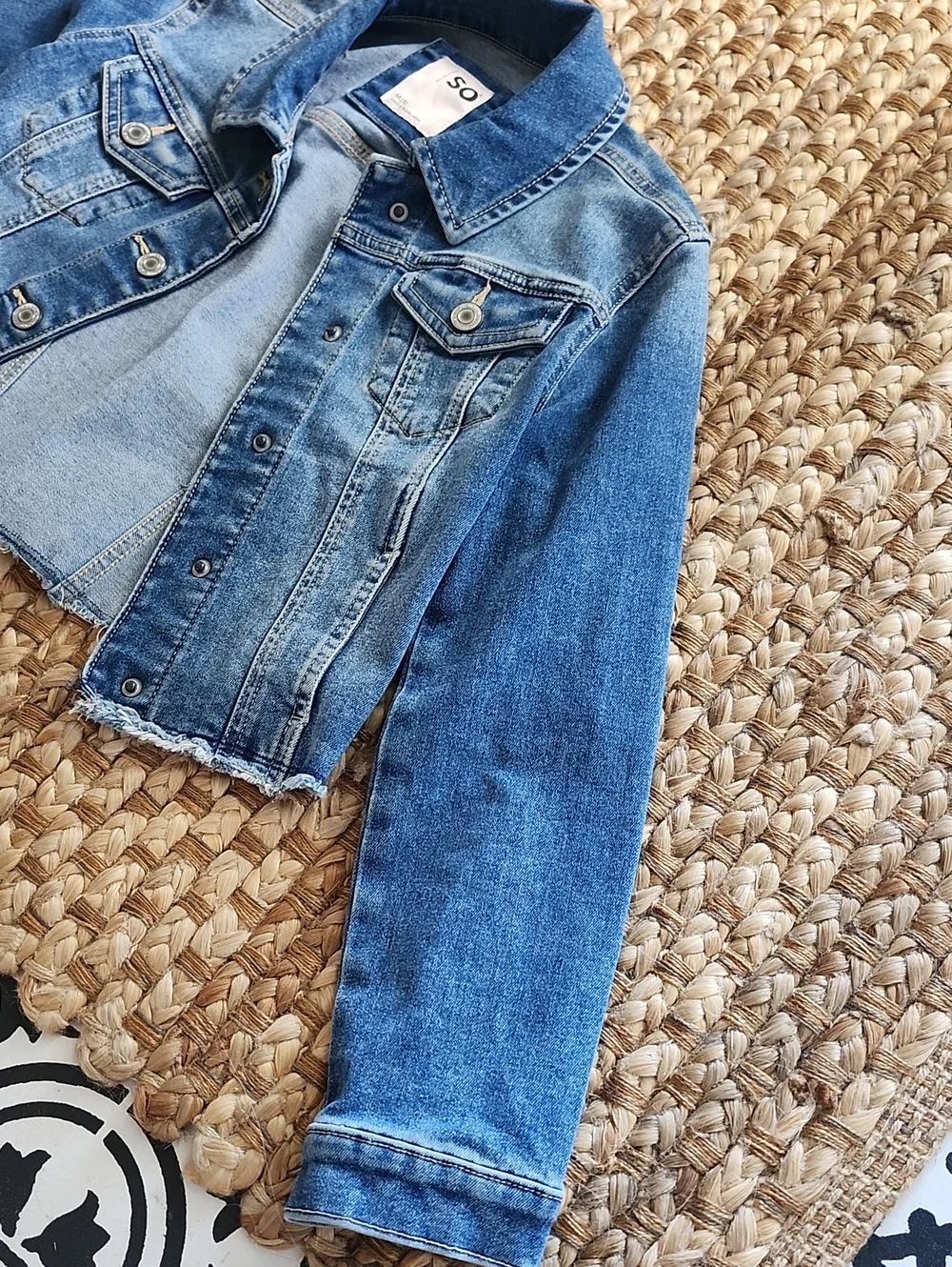 SO Girls' Cropped Blue Denim Jacket